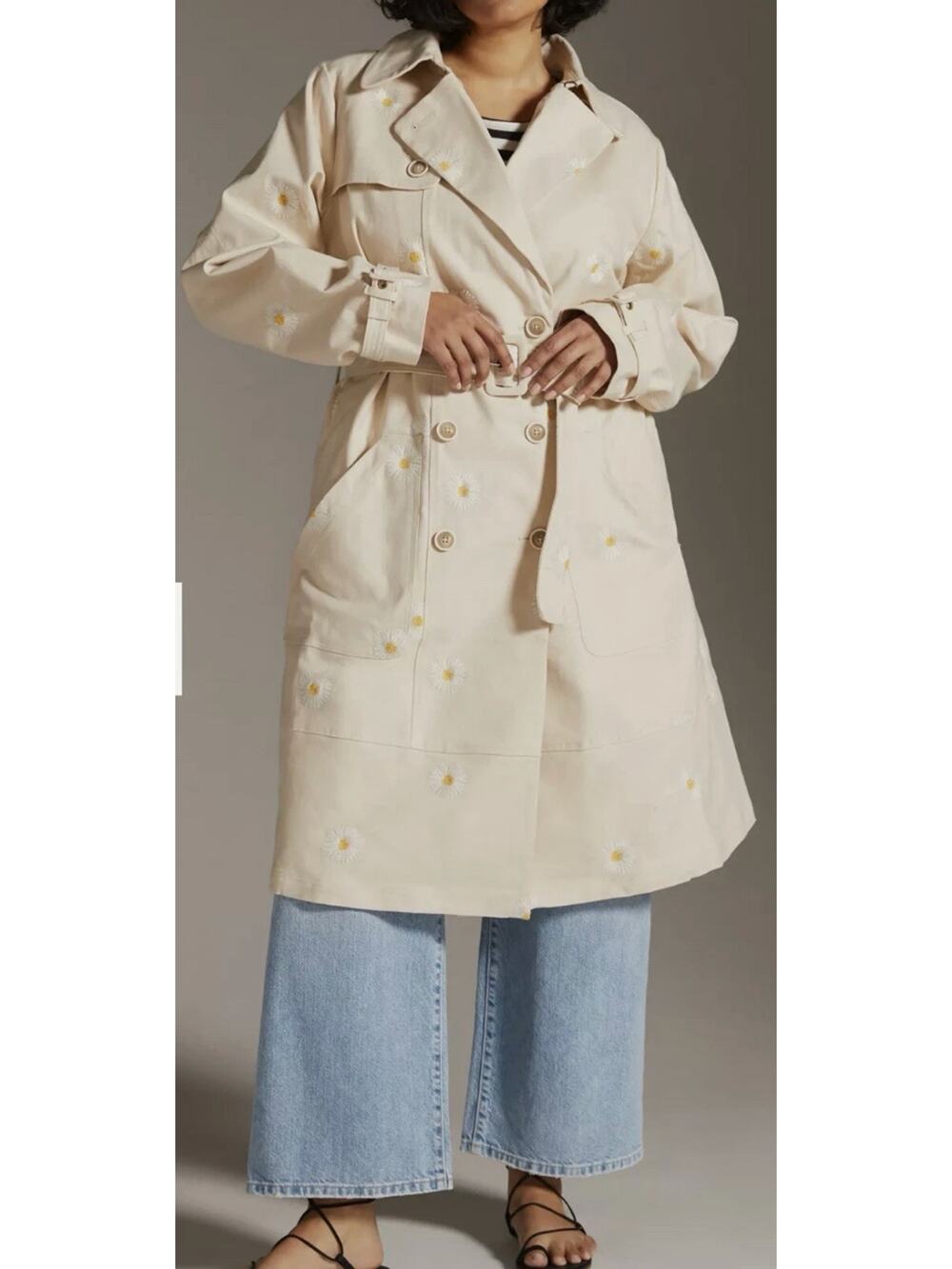 NWT Maeve Anthropologie Daisy Floral Trench Coat size 22W